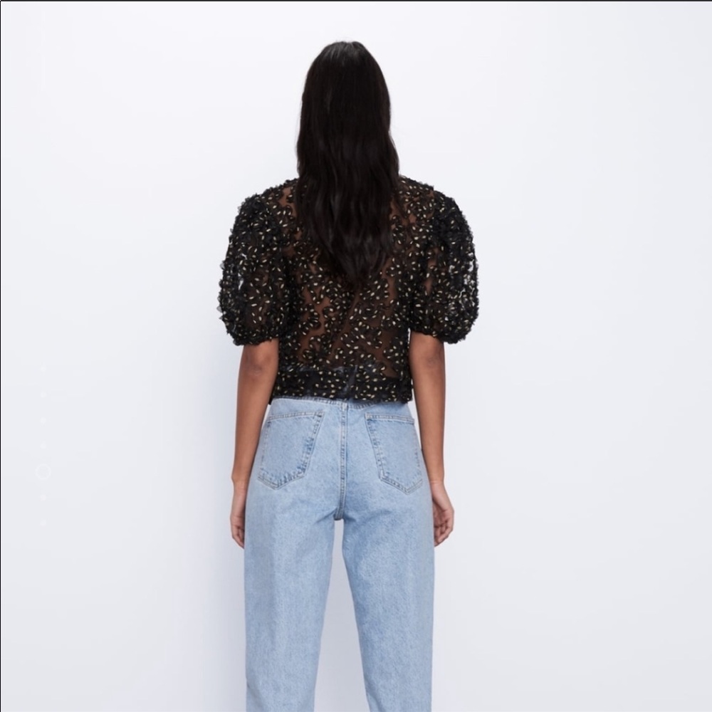 LAST ONE💥Zara NWT tulle top with metallic thread - Picture 4 of 5